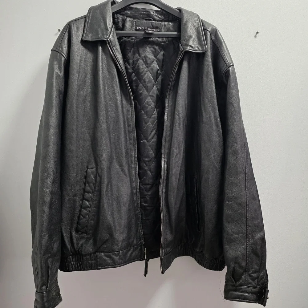 Croft & Barrow Jacket Mens XXLT Genuine Leather Bomber Quilted Lined‎ Classic